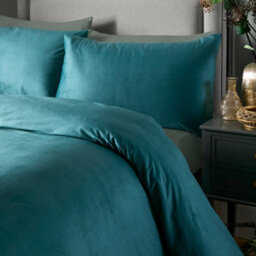 Laurence Llewelyn-Bowen Montrose Luxury Teal Velvet Duvet Cover Set - thumbnail 2