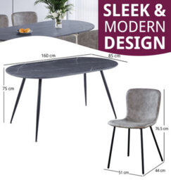 Hallowood Furniture Cullompton Large Oval Table (1.6M) With 4 Taupe Leather Effect Chairs - thumbnail 3