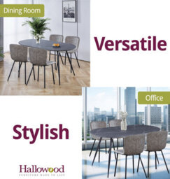 Hallowood Furniture Cullompton Large Oval Table (1.6M) With 4 Taupe Leather Effect Chairs - thumbnail 7