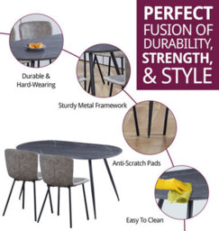 Hallowood Furniture Cullompton Large Oval Table (1.6M) With 4 Taupe Leather Effect Chairs - thumbnail 2