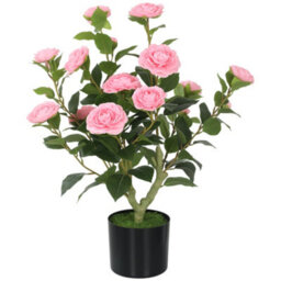 Homcom 65Cm Artificial Camellia Flower Plant With 116 Lush Leaves, Pink - thumbnail 2
