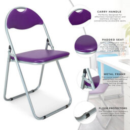 Bravich Folding Padded Office Dining Desk Chair - Purple - Set Of 6 - thumbnail 9