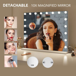 Fascinate Hollywood Vanity Mirror Xtra Large 80X60Cm 18 Dimmable Led Beauty Mirror Tempered Glass Wall Mount Tabletop White - thumbnail 2