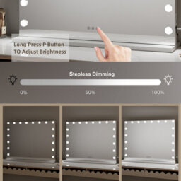 Fascinate Hollywood Vanity Mirror Xtra Large 80X60Cm 18 Dimmable Led Beauty Mirror Tempered Glass Wall Mount Tabletop White - thumbnail 5