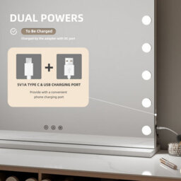 Fascinate Hollywood Vanity Mirror Xtra Large 80X60Cm 18 Dimmable Led Beauty Mirror Tempered Glass Wall Mount Tabletop White - thumbnail 9