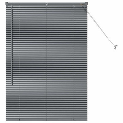 Berkfield Modern Window Blind With Curtains Manual Dark Grey Aluminium
