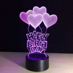 Deenz 3D Visual Lamp Optical Illusion Led Night Light,amazing 7 Colors Modern Touch Sensitive Switch Acrylic (Birth Day Heart)
