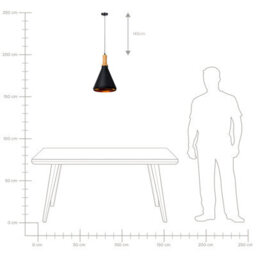 Wyld and Coco Nordic Glow Pendant Lamp - Matt Black Aluminium Cone With Warm Gold Inner, 24Cm, 189Cm Drop. - thumbnail 7