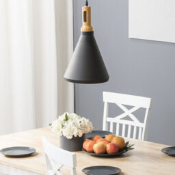 Wyld and Coco Nordic Glow Pendant Lamp - Matt Black Aluminium Cone With Warm Gold Inner, 24Cm, 189Cm Drop. - thumbnail 2