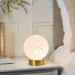 Harbour Studio Lucie Confetti Spherical Satin White Gold Effect Table Lamp - thumbnail 6