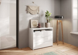 FurniComp LTD Furnicomp Dune 3 Drawer 110Cm Chest Of Drawers - White High Gloss - thumbnail 3