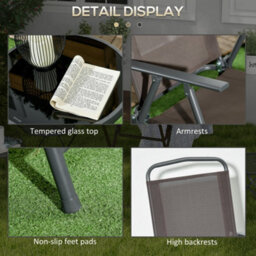 Outsunny Patio Bistro Set Folding Chairs & Coffee Table For Balcony, Brown - thumbnail 7