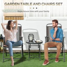 Outsunny Patio Bistro Set Folding Chairs & Coffee Table For Balcony, Brown - thumbnail 5