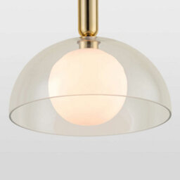 Houseof Clear Glass Dome With Frosted Glass Orb Soft Light Pendant Ceiling Light - Gold - thumbnail 2