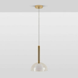 Houseof Clear Glass Dome With Frosted Glass Orb Soft Light Pendant Ceiling Light - Gold - thumbnail 5
