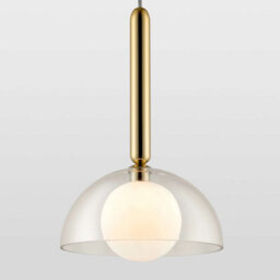 Houseof Clear Glass Dome With Frosted Glass Orb Soft Light Pendant Ceiling Light - Gold - thumbnail 6