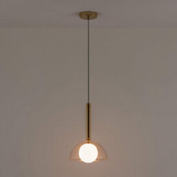 Houseof Clear Glass Dome With Frosted Glass Orb Soft Light Pendant Ceiling Light - Gold - thumbnail 4