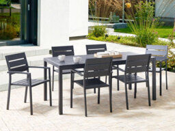 Beliani Garden Dining Table Vernio 180 Cm 90 Cm Metal Black - thumbnail 2