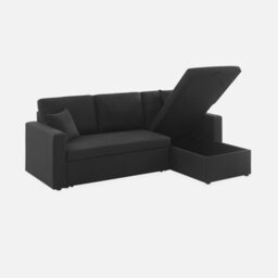 Sweeek - 3-Seater Reversible Corner Sofa Bed With Storage Ida Black 219X84X68 Cm - thumbnail 8