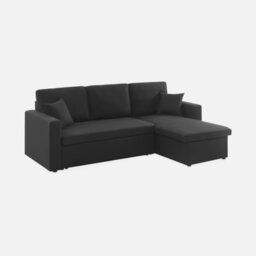 Sweeek - 3-Seater Reversible Corner Sofa Bed With Storage Ida Black 219X84X68 Cm - thumbnail 5