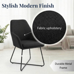 Evre Black Fabric Dining Chairs Set Of 2 Upholstered Chairs With Arms & Metal Legs - thumbnail 3