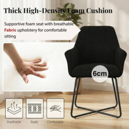 Evre Black Fabric Dining Chairs Set Of 2 Upholstered Chairs With Arms & Metal Legs - thumbnail 4