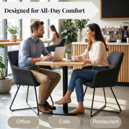 Evre Black Fabric Dining Chairs Set Of 2 Upholstered Chairs With Arms & Metal Legs - thumbnail 6