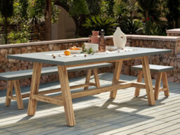 Beliani Garden Dining Table Tonnare 200 Cm 100 Cm Concrete Grey - thumbnail 2