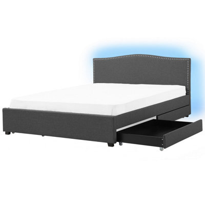 Beliani Bed With Storage Drawers Fabric Montpellier 180 X 200 Cm (Eu Super King) Led Multicolour - image 1