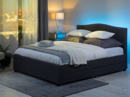 Beliani Bed With Storage Drawers Fabric Montpellier 180 X 200 Cm (Eu Super King) Led Multicolour - thumbnail 2