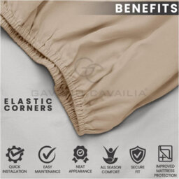 Gc Gaveno Cavailia Plain Dyed Fitted Bedsheet Super King Natural Super Soft & Comfy Non Iron Fitted Sheet - thumbnail 4