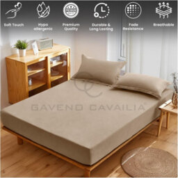 Gc Gaveno Cavailia Plain Dyed Fitted Bedsheet Super King Natural Super Soft & Comfy Non Iron Fitted Sheet - thumbnail 3