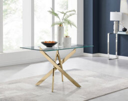 Furniturebox Uk Leonardo 4 Gold Dining Table And 4 Cappuccino Corona Gold Leg Chairs - thumbnail 2
