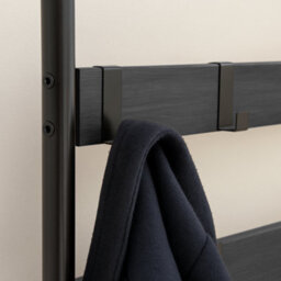 Harbour Housewares Coat Rack With Shoe Storage Bench - Square Steel Frame - Black Hall Tree Coat Stand With 9 Hooks & Shoe Shelf - thumbnail 6