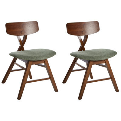 Beliani Set Of 2 Dining Chairs Leland Wood Dark Brown/ Green - image 1