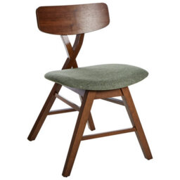 Beliani Set Of 2 Dining Chairs Leland Wood Dark Brown/ Green - thumbnail 4