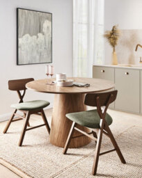 Beliani Set Of 2 Dining Chairs Leland Wood Dark Brown/ Green - thumbnail 2