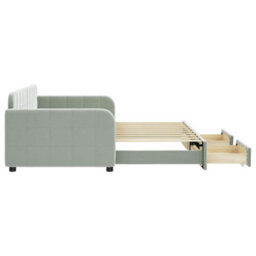 Berkfield Daybed With Trundle And Drawers Light Grey 90X190 Cm Velvet - thumbnail 4