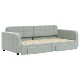 Berkfield Daybed With Trundle And Drawers Light Grey 90X190 Cm Velvet - thumbnail 3