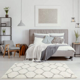 The Rugs Moroccan Shaggy Rugs And Runners Soft Fluffy Trellis Design High Pile Ivory And Grey Living Room Kitchen Hallway 600 - thumbnail 5