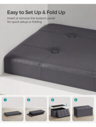 LEDREM 76 Cm Ottoman Storage Box, Foldable Storage Bench, Chest With Lid, Footstool, Padded Seat, Synthetic Leather - thumbnail 8