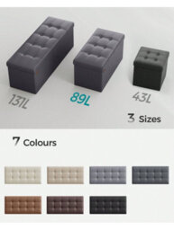 LEDREM 76 Cm Ottoman Storage Box, Foldable Storage Bench, Chest With Lid, Footstool, Padded Seat, Synthetic Leather - thumbnail 9