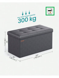LEDREM 76 Cm Ottoman Storage Box, Foldable Storage Bench, Chest With Lid, Footstool, Padded Seat, Synthetic Leather - thumbnail 7
