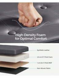 LEDREM 76 Cm Ottoman Storage Box, Foldable Storage Bench, Chest With Lid, Footstool, Padded Seat, Synthetic Leather - thumbnail 5