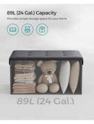 LEDREM 76 Cm Ottoman Storage Box, Foldable Storage Bench, Chest With Lid, Footstool, Padded Seat, Synthetic Leather - thumbnail 6