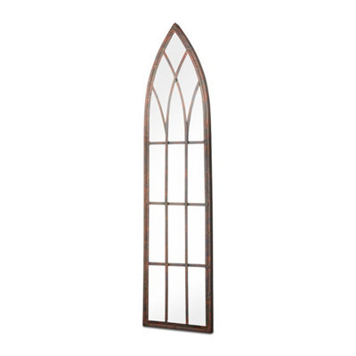 Inspirational Gifting Metal Rustic Gothic Arch Slimline Mirror 1M Tall - image 1