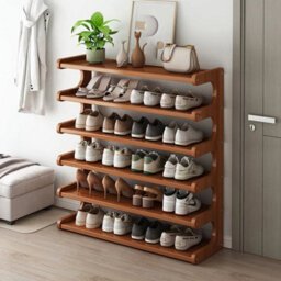 6 Tier Multi Tier Wooden Shoe Rack Storage Organizer For Hallway Dorm Entryway Home - thumbnail 6