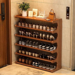 6 Tier Multi Tier Wooden Shoe Rack Storage Organizer For Hallway Dorm Entryway Home - thumbnail 4