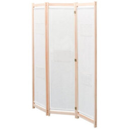 Berkfield Stylish 3-Panel Room Divider Cream 120X170X4 Cm Fabric - thumbnail 1