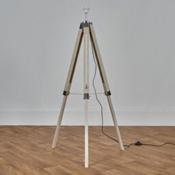 Valuelights Clipper Modern Distressed Wood And Silver Chrome Tripod Floor Lamp Base - thumbnail 2